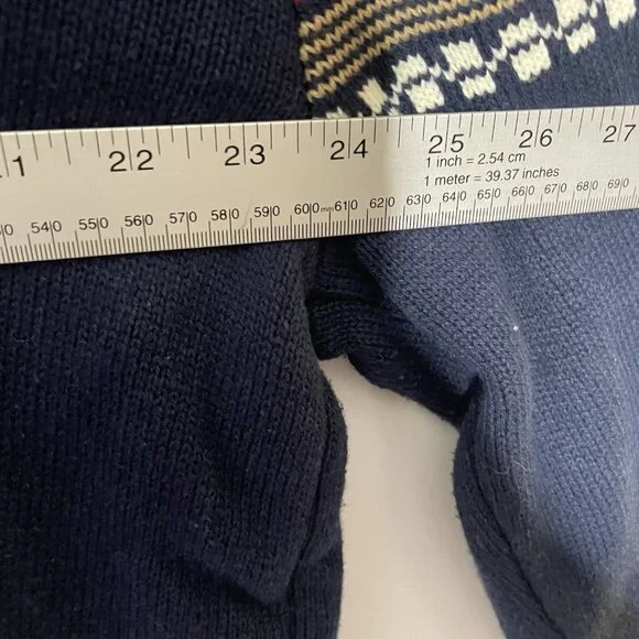 Lucky Brand Women’s L Cardigan Sweater Open Shawl Collar Aztec Southwest Blue - Picture 7 of 8